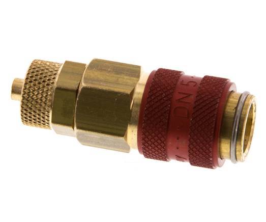 Messing DN 5 Rood Luchtkoppeling Snelkoppeling 4x6 mm Push-On Double Shut-Off