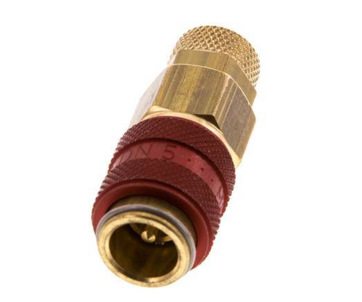 Messing DN 5 Rood Luchtkoppeling Snelkoppeling 4x6 mm Push-On Double Shut-Off