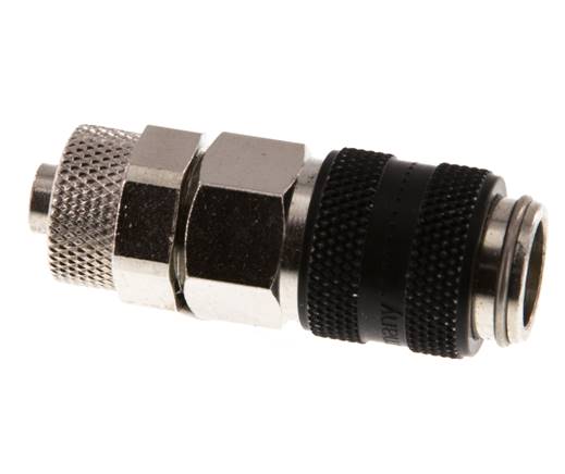 Vernikkeld Messing DN 5 Zwart Luchtkoppeling Snelkoppeling 6x8 mm Push-On Double Shut-Off