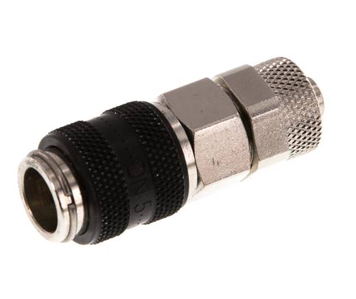 Vernikkeld Messing DN 5 Zwart Luchtkoppeling Snelkoppeling 6x8 mm Push-On Double Shut-Off