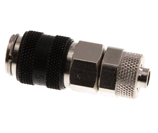 Vernikkeld Messing DN 5 Zwart Luchtkoppeling Snelkoppeling 6x8 mm Push-On Double Shut-Off