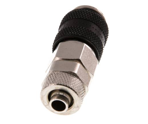Vernikkeld Messing DN 5 Zwart Luchtkoppeling Snelkoppeling 6x8 mm Push-On Double Shut-Off