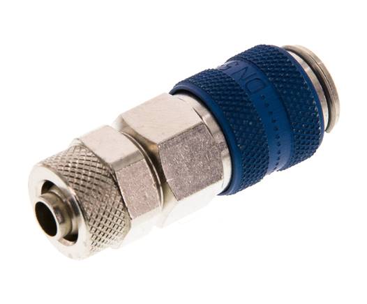 Vernikkeld Messing DN 5 Blauw Luchtkoppeling Snelkoppeling 6x8 mm Push-On Double Shut-Off