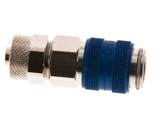 Vernikkeld Messing DN 5 Blauw Luchtkoppeling Snelkoppeling 6x8 mm Push-On Double Shut-Off