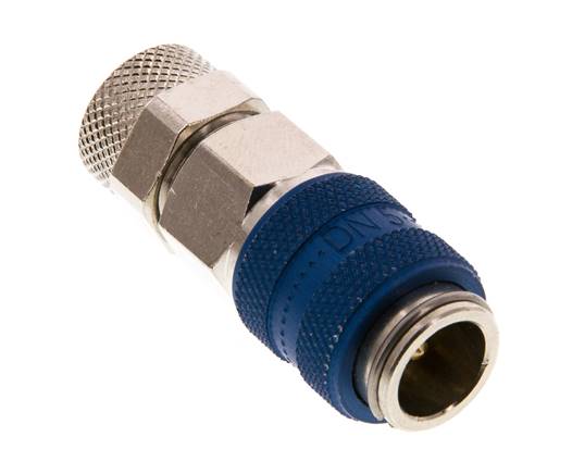 Vernikkeld Messing DN 5 Blauw Luchtkoppeling Snelkoppeling 6x8 mm Push-On Double Shut-Off