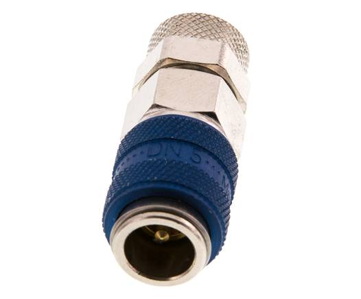 Vernikkeld Messing DN 5 Blauw Luchtkoppeling Snelkoppeling 6x8 mm Push-On Double Shut-Off
