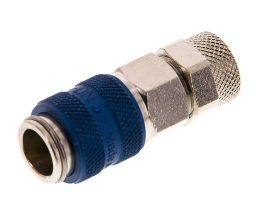 Vernikkeld Messing DN 5 Blauw Luchtkoppeling Snelkoppeling 6x8 mm Push-On Double Shut-Off