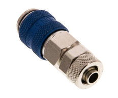 Vernikkeld Messing DN 5 Blauw Luchtkoppeling Snelkoppeling 6x8 mm Push-On Double Shut-Off