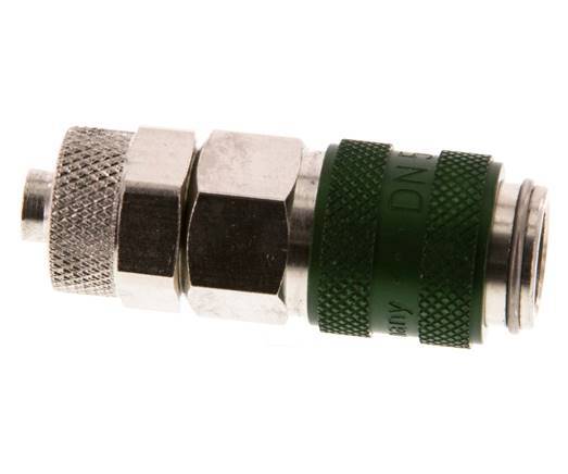 Vernikkeld Messing DN 5 Groen Luchtkoppeling Snelkoppeling 6x8 mm Push-On Double Shut-Off