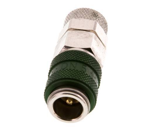 Vernikkeld Messing DN 5 Groen Luchtkoppeling Snelkoppeling 6x8 mm Push-On Double Shut-Off