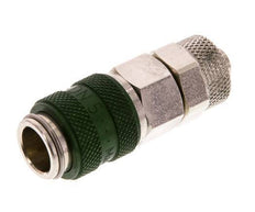 Vernikkeld Messing DN 5 Groen Luchtkoppeling Snelkoppeling 6x8 mm Push-On Double Shut-Off