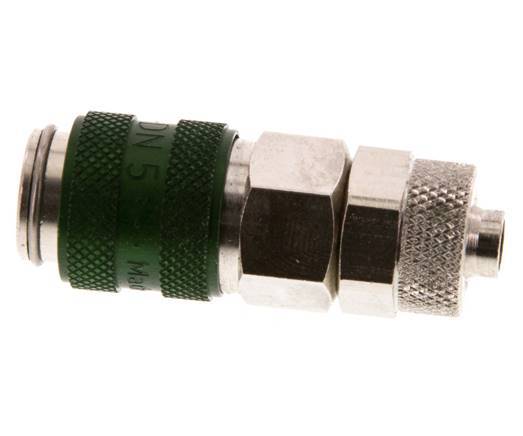 Vernikkeld Messing DN 5 Groen Luchtkoppeling Snelkoppeling 6x8 mm Push-On Double Shut-Off