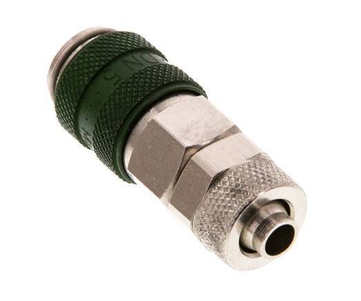 Vernikkeld Messing DN 5 Groen Luchtkoppeling Snelkoppeling 6x8 mm Push-On Double Shut-Off