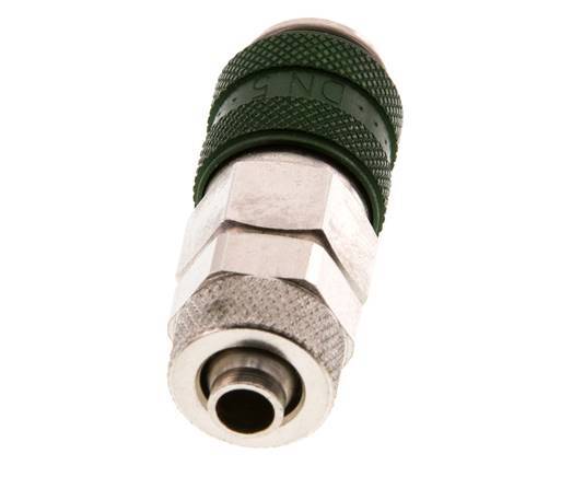 Vernikkeld Messing DN 5 Groen Luchtkoppeling Snelkoppeling 6x8 mm Push-On Double Shut-Off