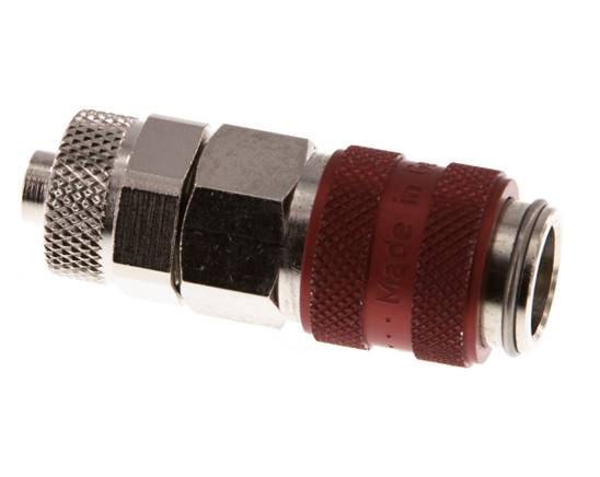 Vernikkeld Messing DN 5 Rood Luchtkoppeling Snelkoppeling 6x8 mm Push-On Double Shut-Off