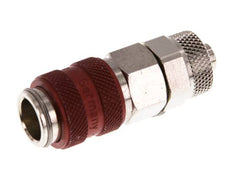 Vernikkeld Messing DN 5 Rood Luchtkoppeling Snelkoppeling 6x8 mm Push-On Double Shut-Off