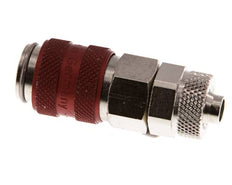 Vernikkeld Messing DN 5 Rood Luchtkoppeling Snelkoppeling 6x8 mm Push-On Double Shut-Off