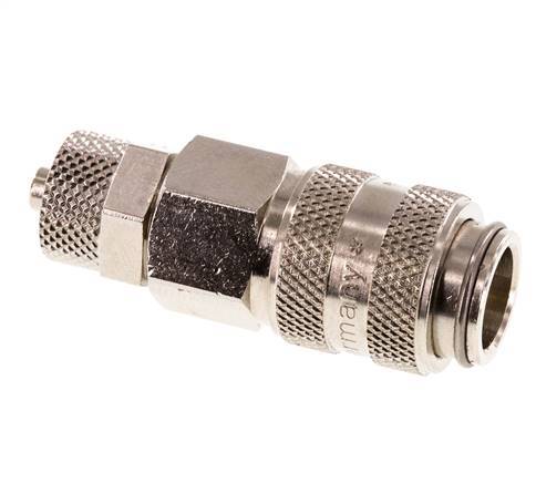 Vernikkeld Messing DN 5 Luchtkoppeling Snelkoppeling 4x6 mm Push-On Double Shut-Off