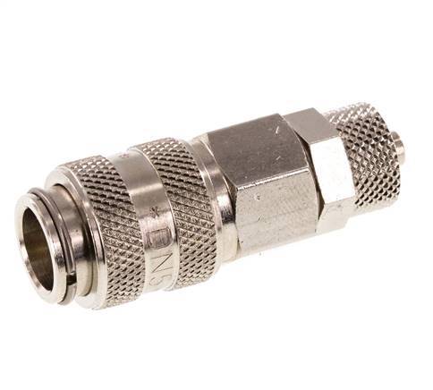 Vernikkeld Messing DN 5 Luchtkoppeling Snelkoppeling 4x6 mm Push-On Double Shut-Off