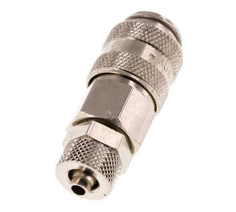 Vernikkeld Messing DN 5 Luchtkoppeling Snelkoppeling 4x6 mm Push-On Double Shut-Off
