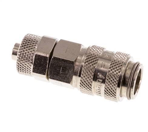 Vernikkeld Messing DN 5 Luchtkoppeling Snelkoppeling 6x8 mm Push-On Double Shut-Off