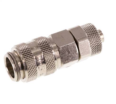 Vernikkeld Messing DN 5 Luchtkoppeling Snelkoppeling 6x8 mm Push-On Double Shut-Off