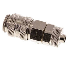 Vernikkeld Messing DN 5 Luchtkoppeling Snelkoppeling 6x8 mm Push-On Double Shut-Off