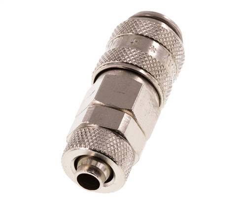 Vernikkeld Messing DN 5 Luchtkoppeling Snelkoppeling 6x8 mm Push-On Double Shut-Off