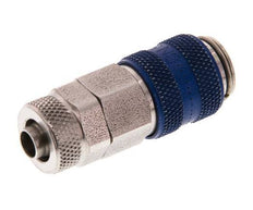 RVS DN 5 Blauw Luchtkoppeling Snelkoppeling 6x8 mm Push-On Double Shut-Off