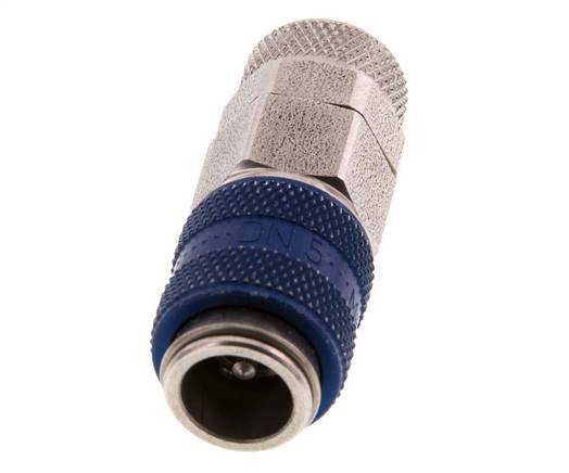 RVS DN 5 Blauw Luchtkoppeling Snelkoppeling 6x8 mm Push-On Double Shut-Off