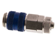 RVS DN 5 Blauw Luchtkoppeling Snelkoppeling 6x8 mm Push-On Double Shut-Off