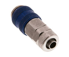 RVS DN 5 Blauw Luchtkoppeling Snelkoppeling 6x8 mm Push-On Double Shut-Off