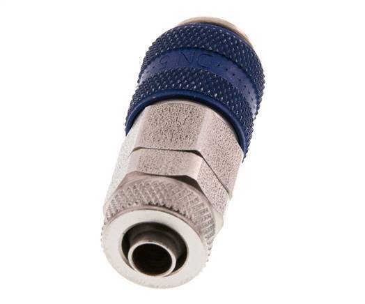 RVS DN 5 Blauw Luchtkoppeling Snelkoppeling 6x8 mm Push-On Double Shut-Off