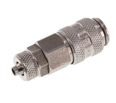 RVS DN 5 Luchtkoppeling Snelkoppeling 4x6 mm Push-On Double Shut-Off
