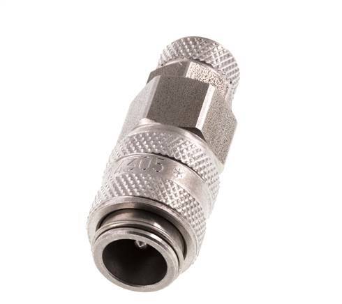 RVS DN 5 Luchtkoppeling Snelkoppeling 4x6 mm Push-On Double Shut-Off