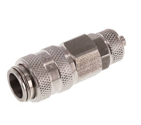 RVS DN 5 Luchtkoppeling Snelkoppeling 4x6 mm Push-On Double Shut-Off