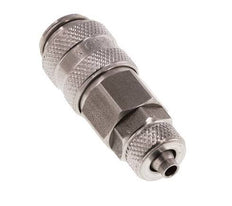 RVS DN 5 Luchtkoppeling Snelkoppeling 4x6 mm Push-On Double Shut-Off