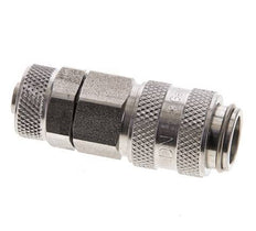 Stainless steel DN 5 Air Coupling Socket 6x8 mm Union Nut Double Shut-Off