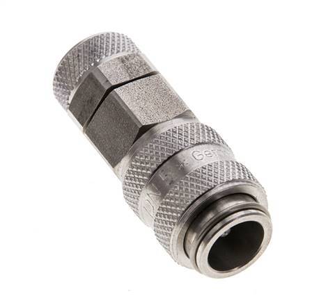 Stainless steel DN 5 Air Coupling Socket 6x8 mm Union Nut Double Shut-Off