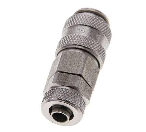 Stainless steel DN 5 Air Coupling Socket 6x8 mm Union Nut Double Shut-Off