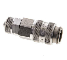 Stainless Steel 316L DN 5 Air Coupling Socket 4x6 mm Union Nut Double Shut-Off