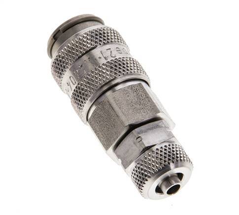 Stainless Steel 316L DN 5 Air Coupling Socket 4x6 mm Union Nut Double Shut-Off