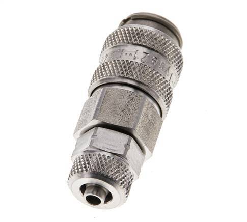 Stainless Steel 316L DN 5 Air Coupling Socket 4x6 mm Union Nut Double Shut-Off