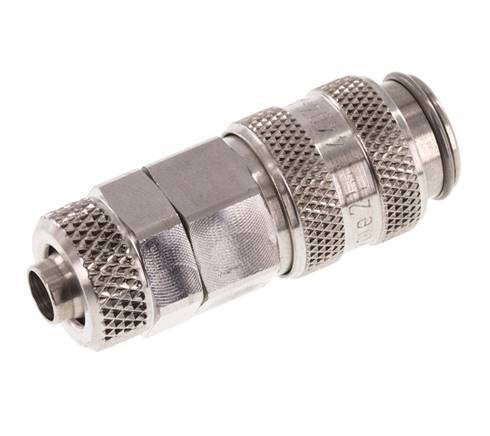 RVS 316L DN 5 Luchtkoppeling Snelkoppeling 6x8 mm Push-On Double Shut-Off