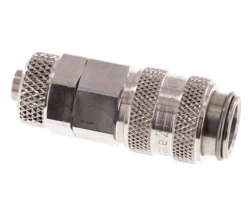 RVS 316L DN 5 Luchtkoppeling Snelkoppeling 6x8 mm Push-On Double Shut-Off