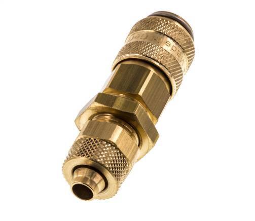 Messing DN 5 Luchtkoppeling Snelkoppeling 6x8 mm Push-On Schotkoppeling