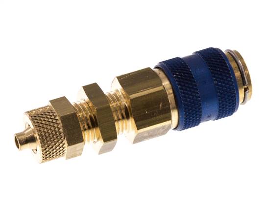 Messing DN 5 Blauw Luchtkoppeling Snelkoppeling 4x6 mm Push-On Schotkoppeling Double Shut-Off