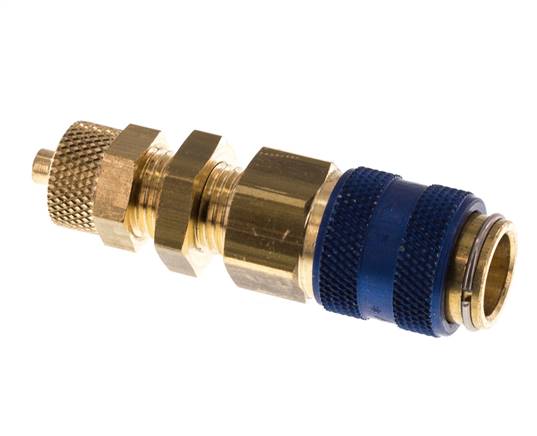 Messing DN 5 Blauw Luchtkoppeling Snelkoppeling 4x6 mm Push-On Schotkoppeling Double Shut-Off