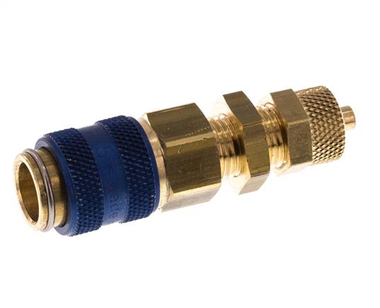 Messing DN 5 Blauw Luchtkoppeling Snelkoppeling 4x6 mm Push-On Schotkoppeling Double Shut-Off