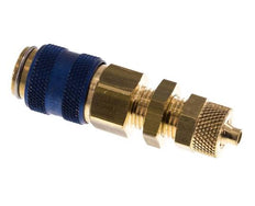 Messing DN 5 Blauw Luchtkoppeling Snelkoppeling 4x6 mm Push-On Schotkoppeling Double Shut-Off
